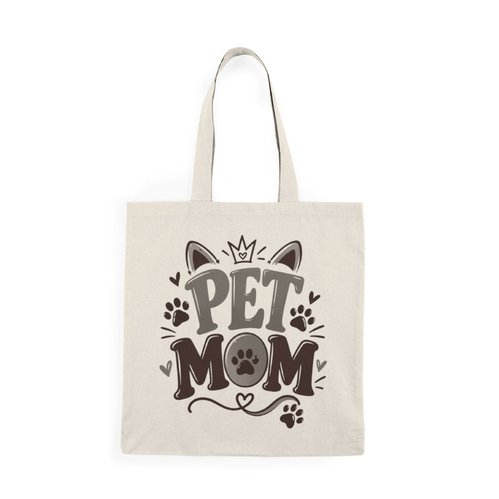 Pet Mom Cat Tote Bag — Cute Cat Portrait & "Pet Mom" Graphic Canvas Tote