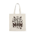 Pet Mom Cat Tote Bag — Cute Cat Portrait & "Pet Mom" Graphic Canvas Tote